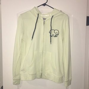 ivory ella light yellow-green zip up hoodie